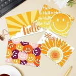 GRADESIN 60 Hello Postcards for Mailing Bulk Blank Greeting Cards 4 x 6 Inch Sunny Sunflower Colorful Smiley Face Post Cards for Kids Adults Teachers Students Assorted Blank Note Cards 5 Hello Designs - Image 4