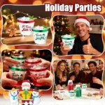 60Pcs Christmas Party Decorations Cups - 9Oz Merry Christmas Theme Red Green Disposable Plastic Cups for Xmas Wedding Thanksgiving Birthday Holiday Party Supplies Xmas Party Drinks - Image 4