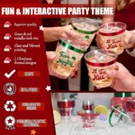 60Pcs Christmas Party Decorations Cups - 9Oz Merry Christmas Theme Red Green Disposable Plastic Cups for Xmas Wedding Thanksgiving Birthday Holiday Party Supplies Xmas Party Drinks - Image 3