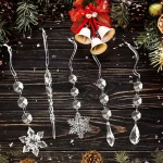 Christmas Tree Decorations Crystal Ornaments - 18pcs Iridescent Christmas Ornaments Acrylic Snowflakes Icicle Drop Crystal Hanging Ornaments for Xmas Tree Winter Holiday Frozen Party Decorations - Image 6