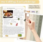 GuassLee Blank Recipe Book to Write in Your Own Recipes, 8.5"x11" Blank Recipe Notebook for 140 Recipes, Personal Cookbook Hardcover Journal with Tabs, Stickers & Pocket, Beige