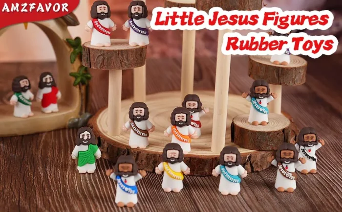 25pcs Little Jesus Figures, Multicolor Mini Figurines in Bulk, Tiny Baby Jesus Rubber Toys to Hide and Seek for Valentine's Day Gifts, Easter Egg Hunts, Sunday School Supplies, Kids & Adults - Image 2