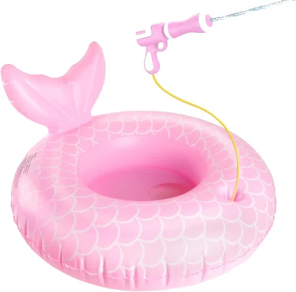 Mermaid Pool Float Toys with Water Gun for Girls Kids 3-5 Years Old, Inflatable Pool Floats for Toddlers Swim Floats Kids Beach Toys