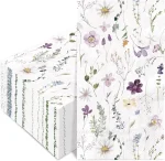100 Sheets Spring Wildflower Napkins, Floral Disposable Paper Napkins with Flower Butterfly for Spring Wedding Birthday Tea Party Supplies 4.3"×7.9" - Image 4
