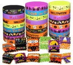 GuassLee Kids Halloween Party Favors - 40pcs Rubber Bracelets, Silicone Wristbands & Cards for Trick or Treat Gifts & Goodie Bag Fillers