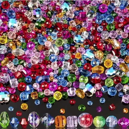 636pcs Glass Beads for Jewelry Making - Colorful Rainbow Craft Crystal Beads with Loose Beads Sparkly Beads Hole Drilled DIY for Bracelets Craft Earrings Making Valentine's Day Birthday Gifts