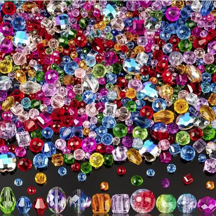 636pcs Glass Beads for Jewelry Making - Colorful Rainbow Craft Crystal Beads with Loose Beads Sparkly Beads Hole Drilled DIY for Bracelets Craft Earrings Making Valentine's Day Birthday Gifts - Image 1