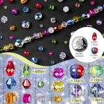 636pcs Glass Beads for Jewelry Making - Colorful Rainbow Craft Crystal Beads with Loose Beads Sparkly Beads Hole Drilled DIY for Bracelets Craft Earrings Making Valentine's Day Birthday Gifts - Image 4
