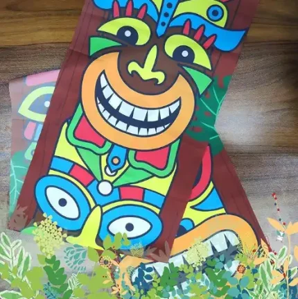 Hawaiian Luau Party Decoration Supplies, Tiki Totem Door Banner Sign for Aloha Hawaii Luau Tropical Moana Birthday Party Decorations, Tiki Decorations Outdoor