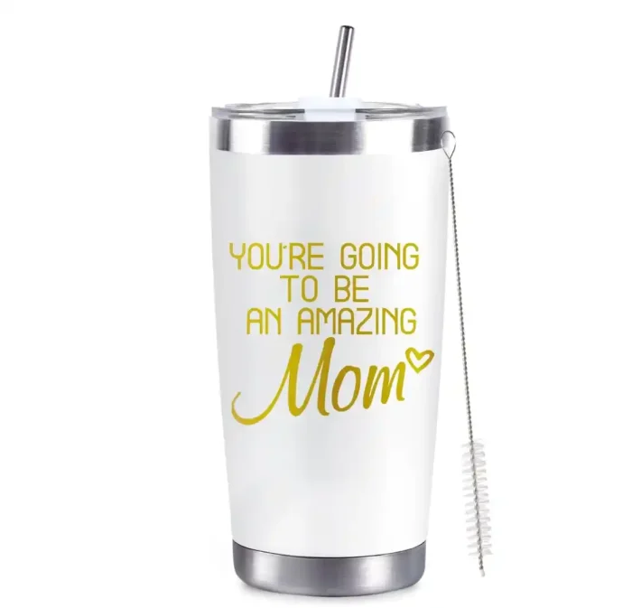 New Mom Gifts For Women First Time Mom Christmas Gifts for Expecting to be Mother 20oz White Insulated Stainless Steel Tumbler Mother’s Day Birthday Baby Showers Gender Reveals Presents - Image 1