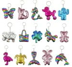 GuassLee 15Pcs Flip Sequin Keychain for Kids Girls Party Favors, Backpack Unicorn Mermaid Keychains Bulk for Kids Classroom Carnival Prizes Goody Bag Stuffers Valentine's day Birthday Party Gifts