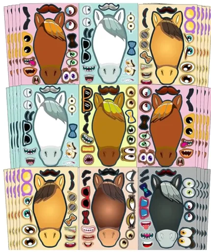 OuMuaMua 30pcs Kids Birthday Party Favors - Make Your Own Horse Stickers, Spirit Horse Toy Stickers for Kids Birthday Party Game Activities Decorations