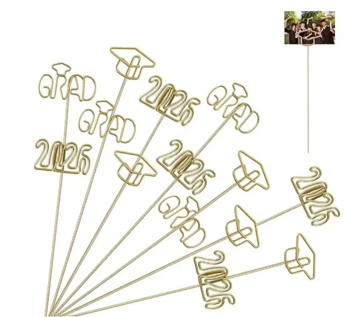 18Pcs 2026 Graduation Gold Photo Holders for Table Centerpieces, Grad Cap Picture Display Table Number Holders Card Stands for Class of 2026 Congrats Grad Anniversary Party Decor Supplies, 11.8 Inch - Image 1