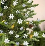 100Pcs Mini Snowflake Ornament Christmas Decorations- Glitter Resin White and Silver Snowflakes Christmas Craft Embellishment for DIY Craft Xmas Tree Winter Party Table Decor (3 Sizes) - Image 4