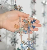 Winter Wonderland Party Snowflake Decorations, 3.3x6.6ft Iridescent Silver Snowflake Tinsel Foil Fringe Curtains Backdrops Photo Props for Xmas Winter Frozen Birthday Party Supplies, 2 Pack - Image 4