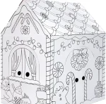 kockuu Gingerbread Cardboard House to Color for Kids Toddlers, Large Gingerbread Cardboard Coloring House Playhouse Christmas Arts & Crafts Activity Indoor Fun, 40" x 32" x 26" - Image 2