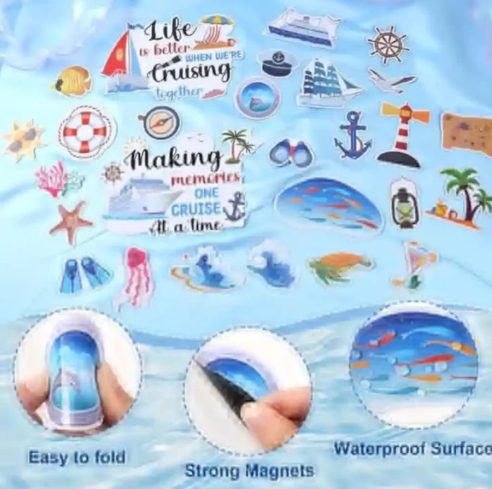 Cruise Door Decorations Magnetic, 27 Pcs Large Nautical Cruise Ship Magnets for Door Funny Carnival Sea Navigation Door Magnets for Door Decorations Fridge Car Cabin Party Supplies - Image 3