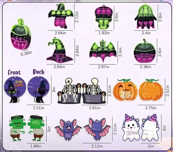 AMUHUA Christmas Party Favors for Kids - 24 Pack Mini Pop Fidget Keychain with Gift Cards for Toddler Kids Classroom Gifts Stocking Stuffers Treats - Image 3