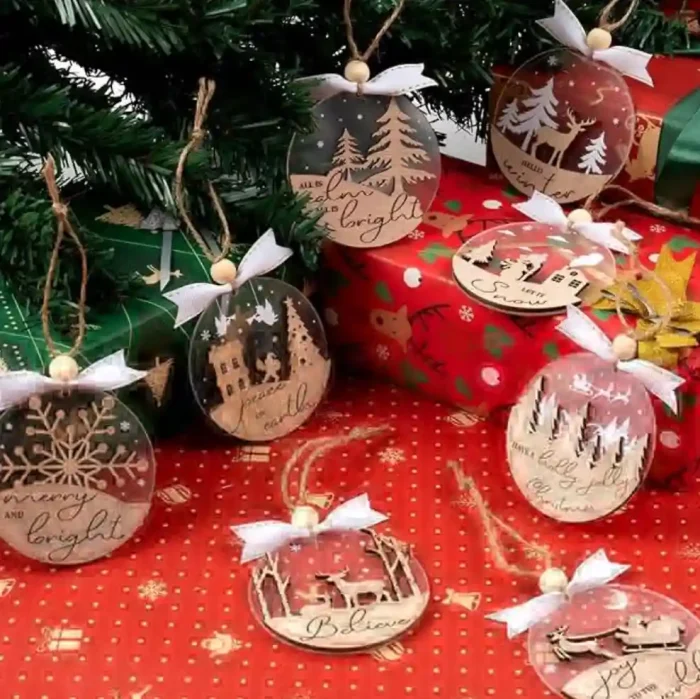 Winter Wonderland Ornaments for Christmas Tree - 6 Pack Christmas Wooden Ornaments for Winter Xmas Holiday Tree Decorations - Image 3