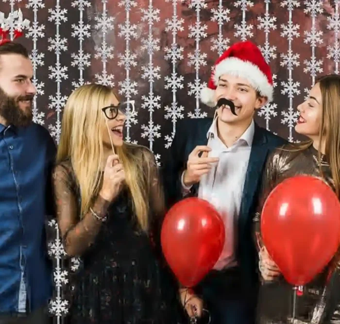 Winter Wonderland Party Snowflake Decorations, 3.3x6.6ft Iridescent Silver Snowflake Tinsel Foil Fringe Curtains Backdrops Photo Props for Xmas Winter Frozen Birthday Party Supplies, 2 Pack - Image 2