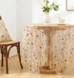 Floral Backdrop Curtain, Champagne Daisy Tulle Flower Embroidery Backdrop Curtain for Spring Summer Easter Wedding Birthday Floral Party Photo Shoot Decorations, 6.5ft×4.9ft - Image 3