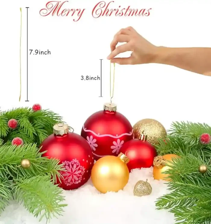 200pcs Christmas Ornaments String Hanger Gold Precut Ribbon Hook for Christmas Tree Ornament Decorations with Snap Fastener - Image 3