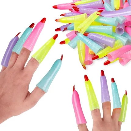 40Pcs Witches Fingers Glow in The Dark Fake Monster Fingers for Kids Finger Reading Pointer Halloween Party Favors Witch Costume Accessories Fake Nails Trick or Treat Gifts