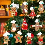 12pcs Gingerbread Christmas Decoration for Tree - Cooking Gingerbread Man Ornaments Christmas Hanging Decor for Xmas Tree Home Kitchen Decor Party Supplies
