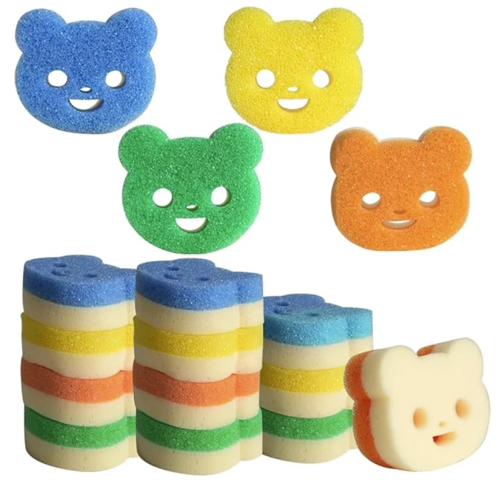 12pcs Scrub Sponges, 4-Color Dual-Sided Dish Sponge for Scrubbing, Non Scratch Cleaning Sponge for Kitchen Dish Washing Supplies - Image 1